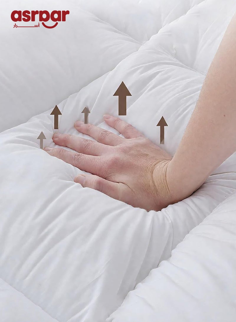 Asraar Premium 14 cm Thick Microfiber Mattress Topper with Soft Microfiber Filling - Breathable Bed Pad with Fitted Corner Edges - Enhances Comfort and Support for Better Sleep - Soft Fluffy Mattress Protector for Back Pain Relief, Deep Pocket Mattress Cover, Size - 200 x 150 cm White - Image 4