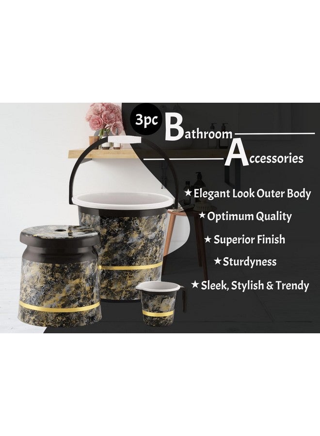 Nabhya 3 pcs Bathroom Accessories Set Plastic Bath Set Bathroom Bucket 20Ltr, Mug and Stool 3 Piece Combo Set for Home, Kitchen & Bathroom (Black) - Image 4