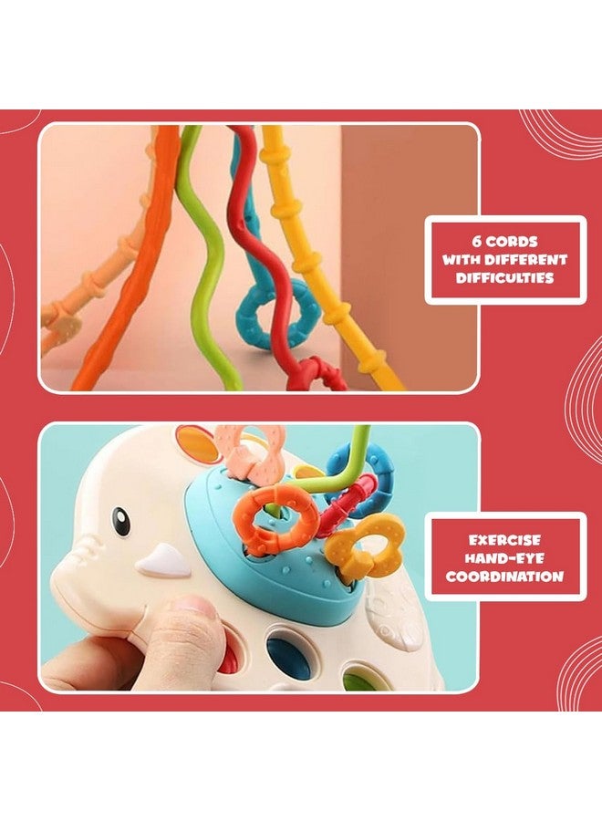 Wembley Montessori Sensory Teething Pull String Toys For 4m +Year Old Travel Toys For Babies, Food Grade Silicone Baby Toys Fine Motor Skills Toddler Activity Toys - Bis Approved, Multicolor - Image 3