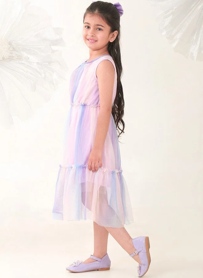 Bonkids BONKIDS Multicoloured Satin Fit & Flare Dress