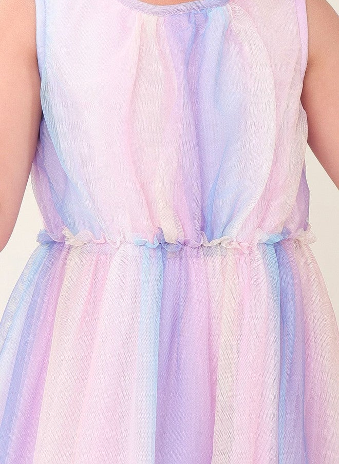 BONKIDS Multicoloured Satin Fit & Flare Dress - Image 4