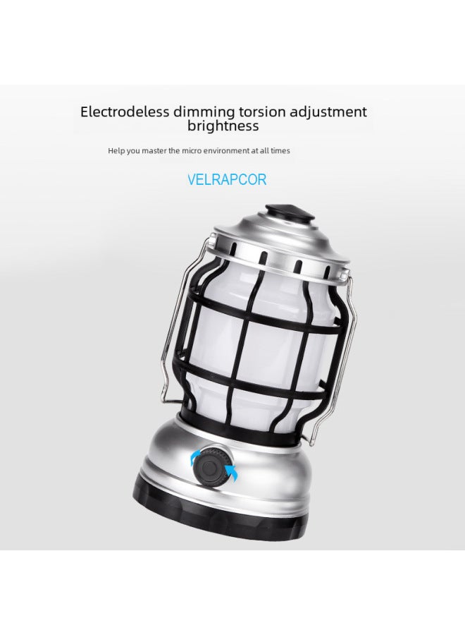 Lantern Outdoor Retro Camping Lamp Solar Charging Portable Multifunctional Camping Strong Light Portable Lamp-Color:1991: White Light + Flame Lamp + Dry Battery (Self-provided Three 5th Batteries) - Image 2