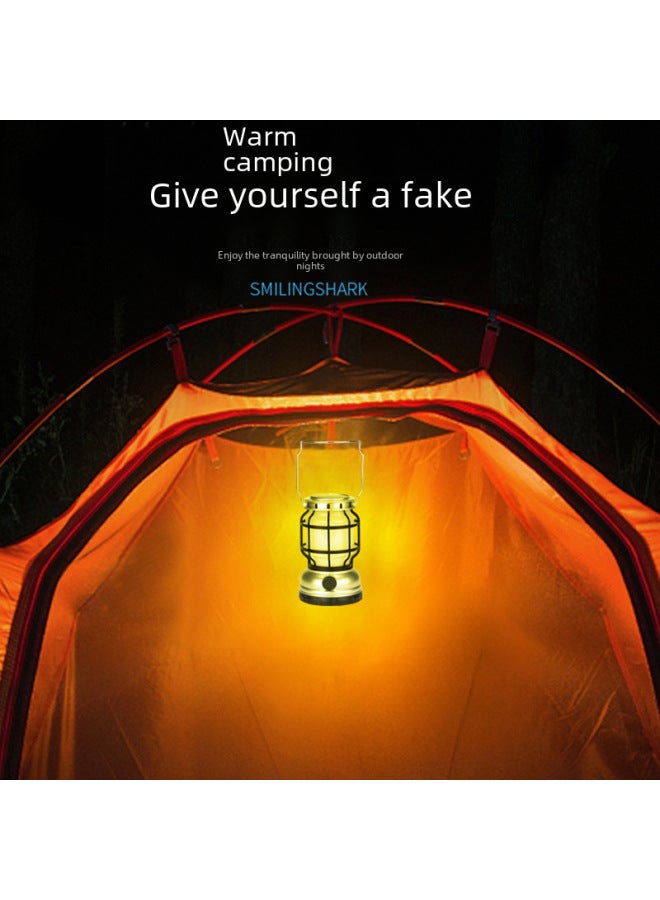 Lantern Outdoor Retro Camping Lamp Solar Charging Portable Multifunctional Camping Strong Light Portable Lamp-Color:1991: White Light + Flame Lamp + Dry Battery (Self-provided Three 5th Batteries) - Image 4