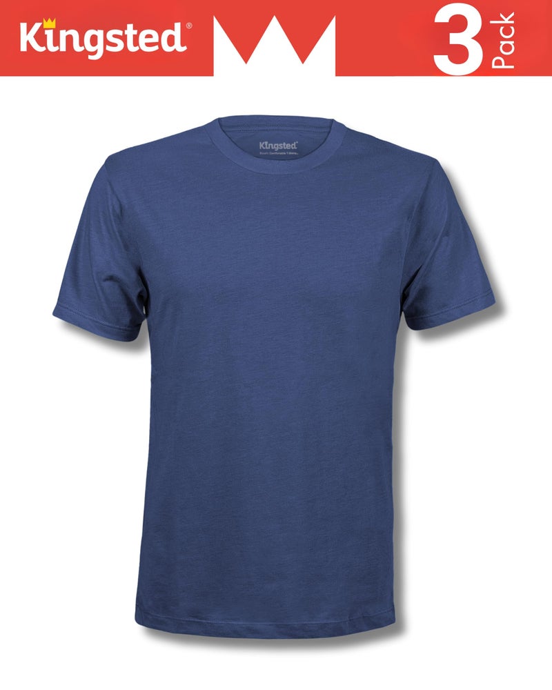 Kingsted Men's T-Shirts Pack - Royally Comfortable - Super Soft Cotton Blend - Short Sleeve Tagless Crewneck - Plain Colored Classic Tees (3 Pack, Classic, Large) - Image 3