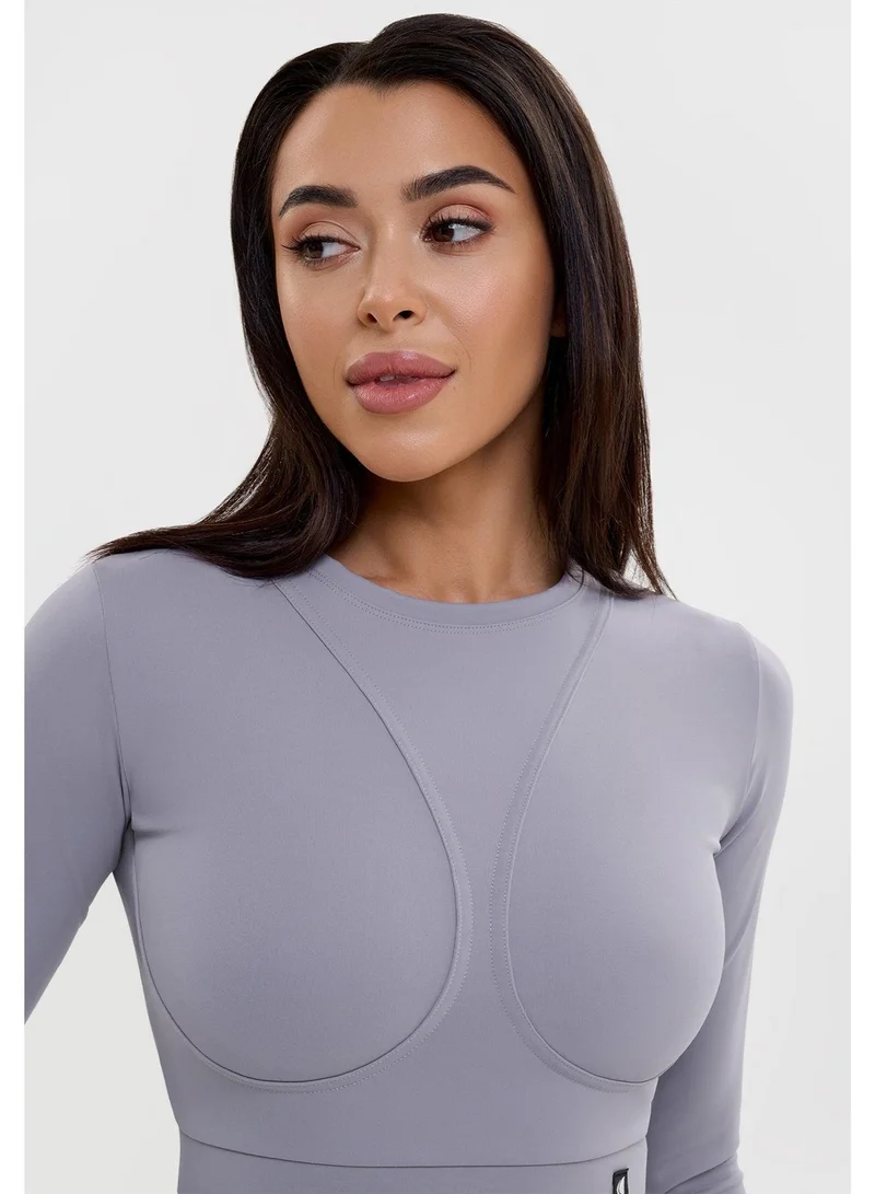 بونا فيدي Rashguard Extra توب قصير رياضي نسائي بأكمام طويلة مطاطي – رمادي