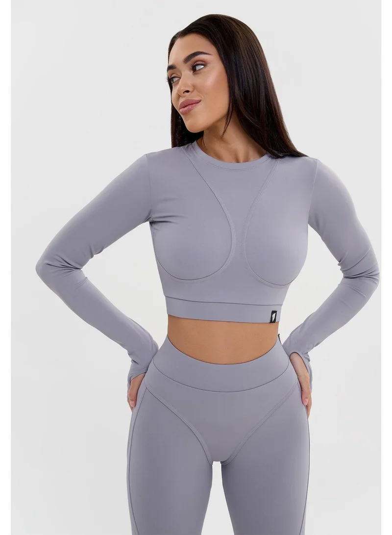 Bona Fide Rashguard Extra Gray Rashguard Extra Crop Gym Top for Women for Women | Best Price UAE