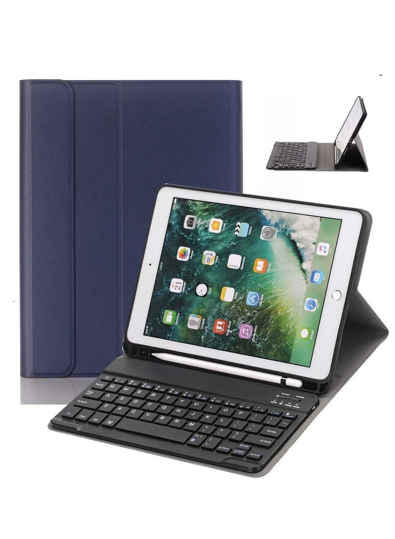 Ntech Keyboard Case For iPad 10.2 8th Generation 2020/7th Gen 2019/3rd Gen 2019, Wireless Magnetically Detachable Keyboard & Stand Folio Case Auto Sleep/Wake (Dark Blue) - Image 2