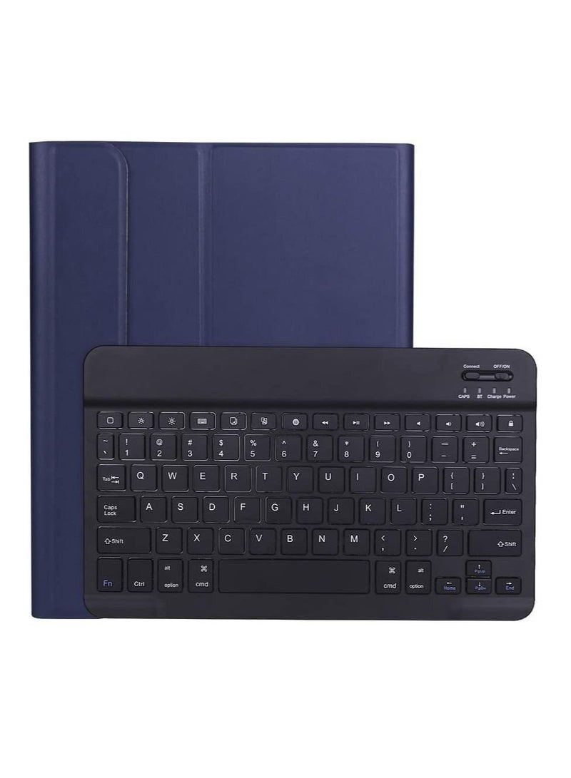 Ntech Keyboard Case For iPad 10.2 8th Generation 2020/7th Gen 2019/3rd Gen 2019, Wireless Magnetically Detachable Keyboard & Stand Folio Case Auto Sleep/Wake (Dark Blue) - Image 1