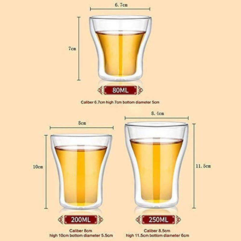 Baskety Insulated Double Wall Glasses Durable 200 ml Coffee Glasses Tea Cups Latte Glasses Double Wall Coffee Cups Pack of 1 - Image 2