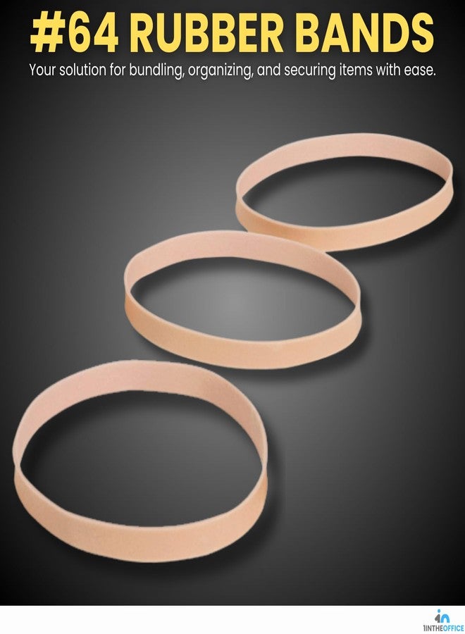 1InTheOffice Rubber Bands Size 64, Wide Rubber Bands, Thick Rubber Band Heavy Duty, Beige, 2 Pack - Image 2