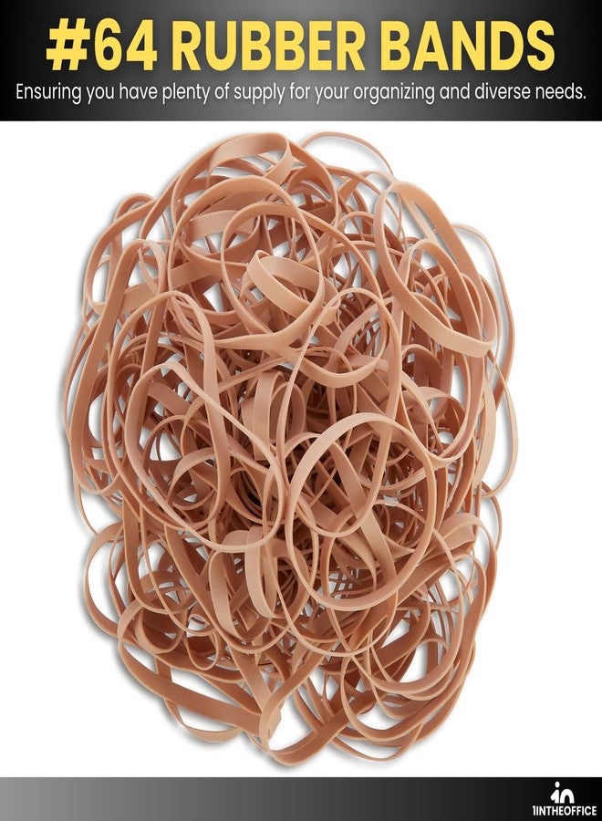1InTheOffice Rubber Bands Size 64, Wide Rubber Bands, Thick Rubber Band Heavy Duty, Beige, 2 Pack - Image 3