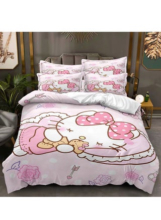 Cartoon Sanrio Hello Kitty pattern bedding three-piece set with soft microfiber polyester sheets including cover and two pillowcases (size 150cmX200cm) - pzsku/ZC885F9C55692E3D1FF05Z/45/_/1733715052/3a2bb91d-b488-4220-80c8-3ace61069c1d
