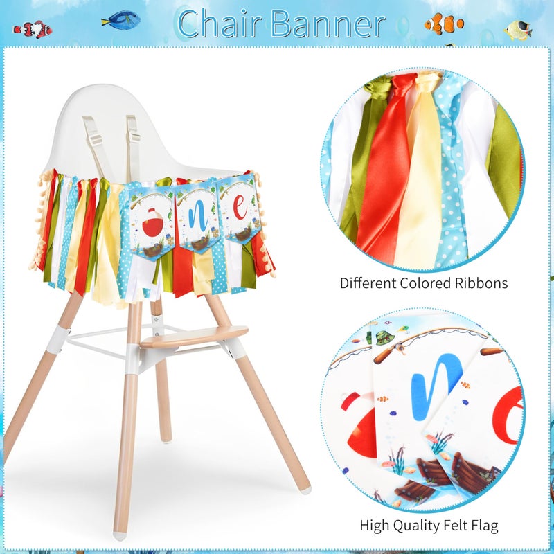 Fayoo Ofishally One First Birthday Decorations Gone Fishing 1st Birthday Party Supplies Our Little Man Is Ofishally Turning One Blue White Latex Balloons Theme Party Decorations for Baby Boy - Image 5