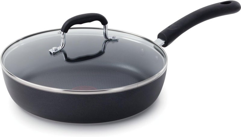 T-Fal Experience Non Stick Fry Pan w/Lid 10 Inch, Induction, Oven Broiler Safe 400F, Compatible with All Cooktops, Cookware, Deep Frying Pan, Cooking Skillet, Pots and Pans, Dishwasher Safe, Black - Image 1