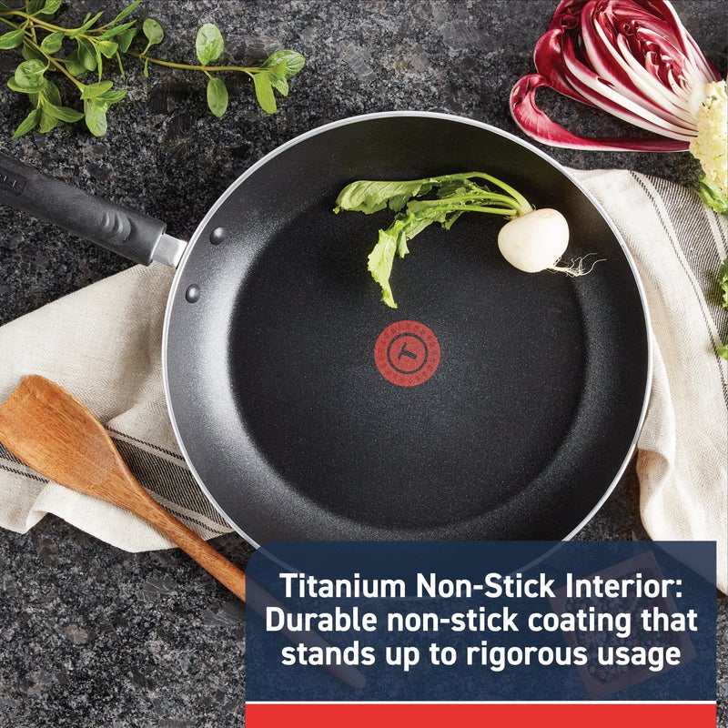 T-Fal Experience Non Stick Fry Pan w/Lid 10 Inch, Induction, Oven Broiler Safe 400F, Compatible with All Cooktops, Cookware, Deep Frying Pan, Cooking Skillet, Pots and Pans, Dishwasher Safe, Black - Image 2