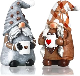 Chunful Chunful 2 Pack Coffee Gnomes Coffee Bar Decor Accessories Christmas Swedish Tomte Gnomes Resin Gnome Figurines Tiered  - Image 1