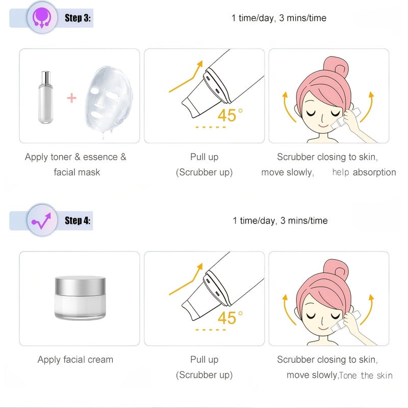 White Soundwave Technology High Frequency Vibrating Facial Skin Scraper Cleansing Device Removes Impurities Makeup Residue Portable Travel Beauty Tool - Image 3