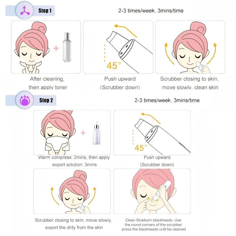 White Soundwave Technology High Frequency Vibrating Facial Skin Scraper Cleansing Device Removes Impurities Makeup Residue Portable Travel Beauty Tool - Image 2