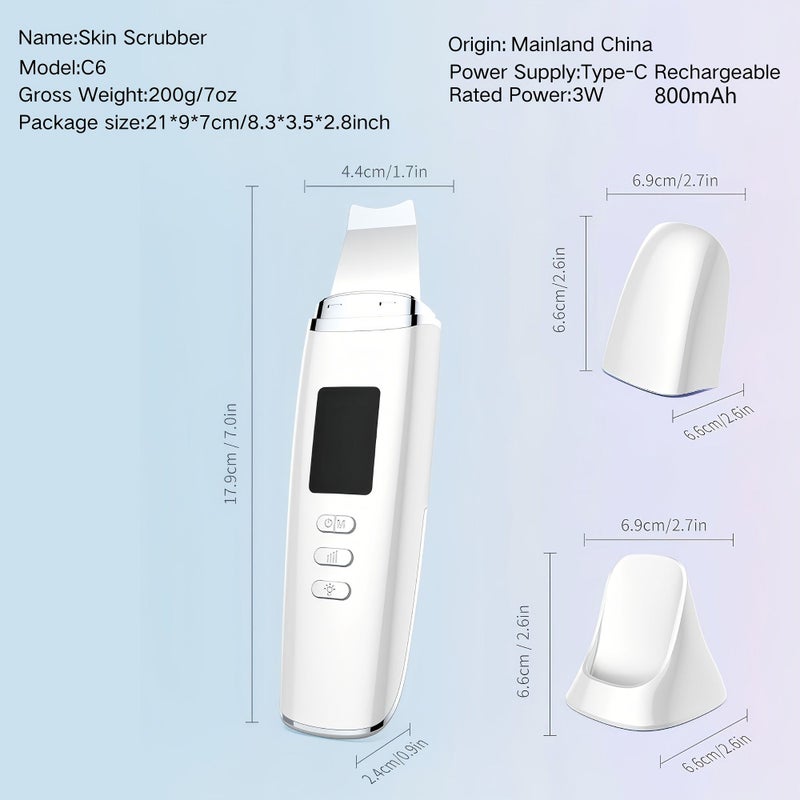 White Soundwave Technology High Frequency Vibrating Facial Skin Scraper Cleansing Device Removes Impurities Makeup Residue Portable Travel Beauty Tool - Image 4