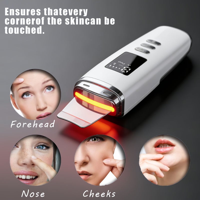 White Soundwave Technology High Frequency Vibrating Facial Skin Scraper Cleansing Device Removes Impurities Makeup Residue Portable Travel Beauty Tool - Image 5