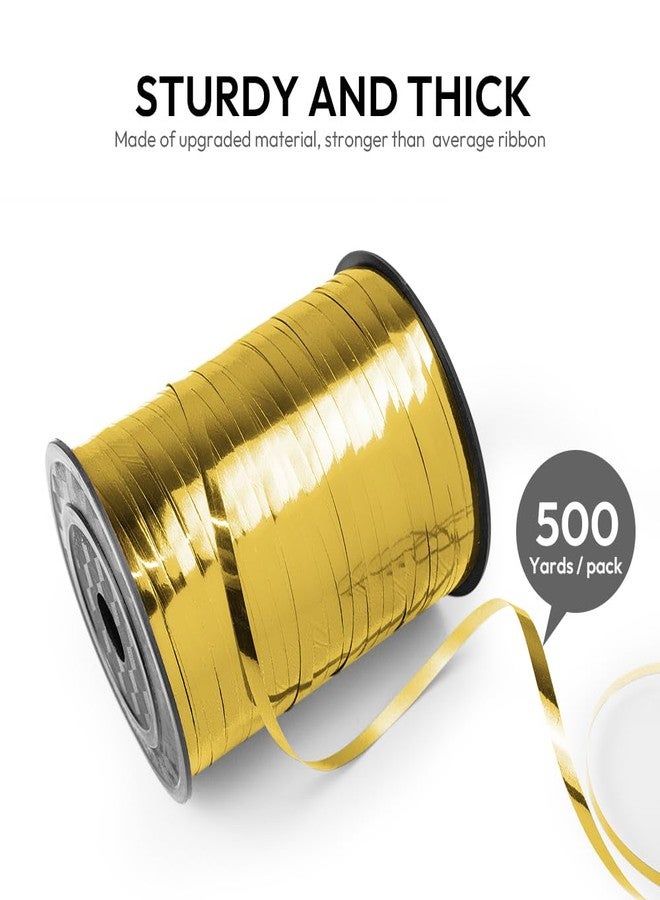 HimBen 500 Yards Curling Ribbon for Gift Wrapping, 3/16" Balloon String for Christmas Valentine Birthday Wedding Party Festival Decoration, Crafts, Flower Bouquet(Metallic Gold) - Image 2
