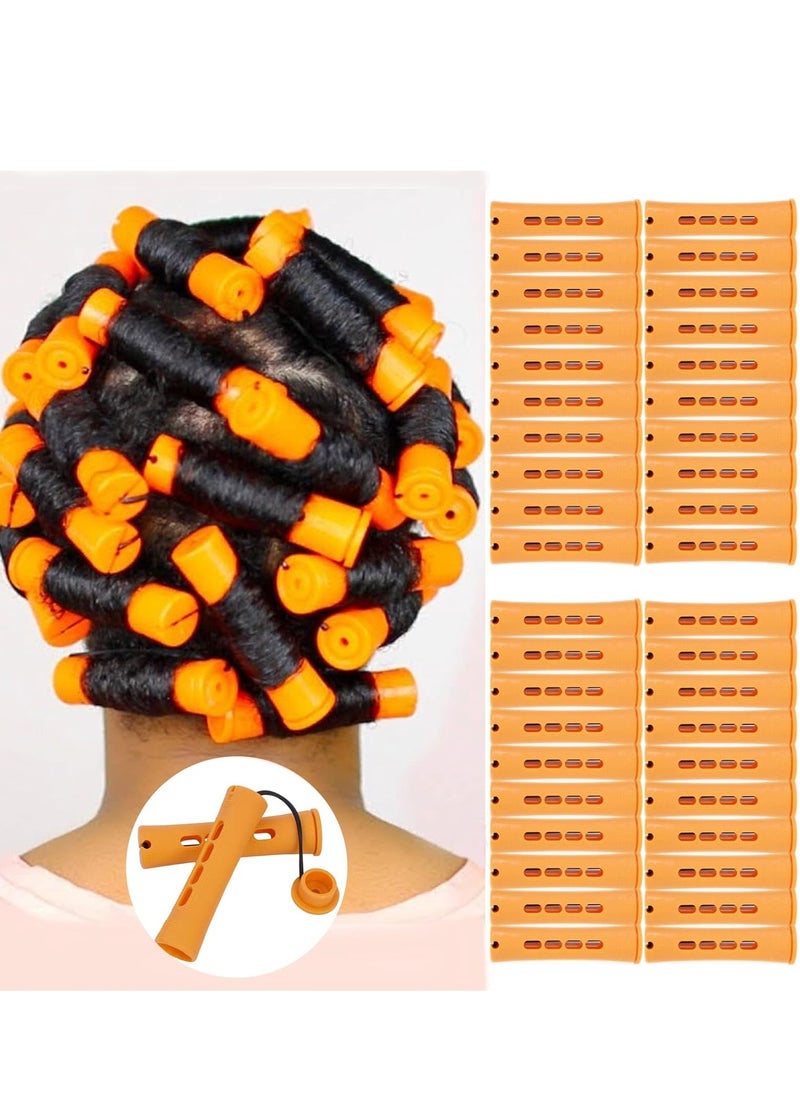 YOROSTAR - 40pcs Cold Wave Perm Rods Set for Women's Long & Short Natural Hair - Plastic Orange Rollers for Curling and DIY Hairdressing - Image 1