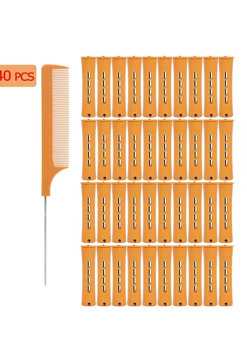 YOROSTAR - 40pcs Cold Wave Perm Rods Set for Women's Long & Short Natural Hair - Plastic Orange Rollers for Curling and DIY Hairdressing - Image 1
