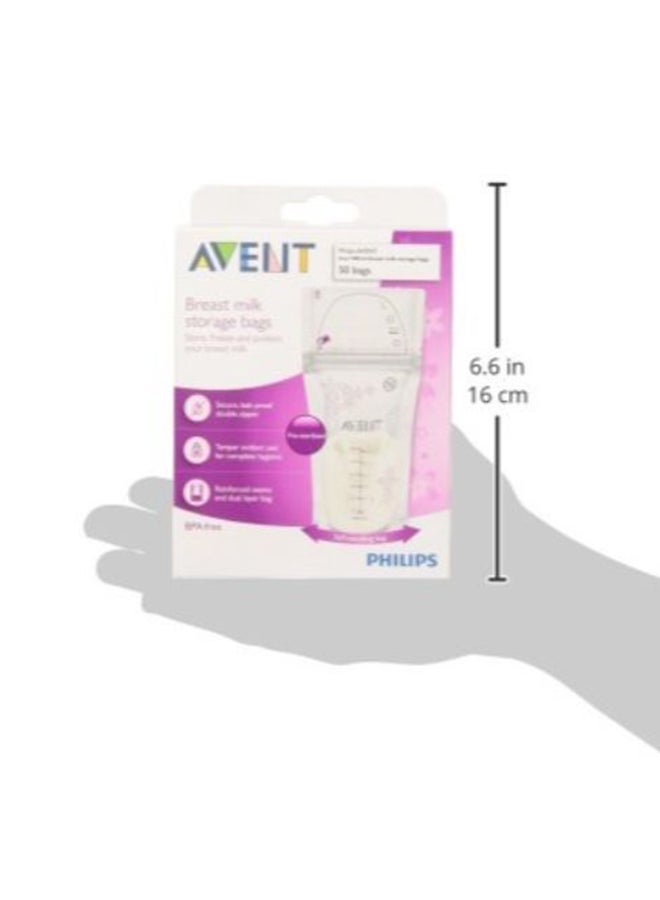 Philips Avent Pack Of 50 Breast Milk Storage Bags - Clear - Image 5