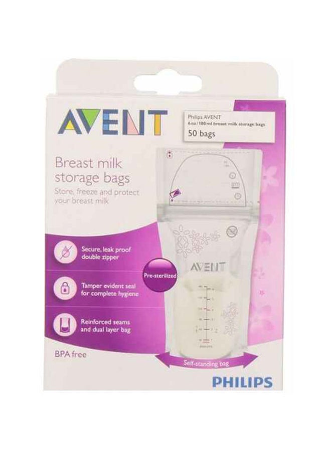 Philips Avent Pack Of 50 Breast Milk Storage Bags - Clear - Image 2