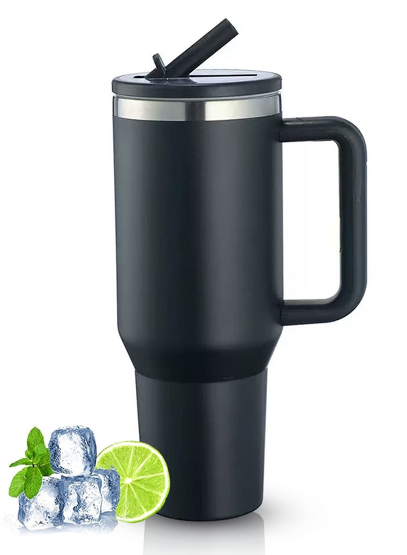 40 oz Water Bottle with Handle and Flip Straw - Fits in Cup Holder, Leak Resistant 40oz Tumbler Leak Proof Insulated Stainless Steel  - Image 1