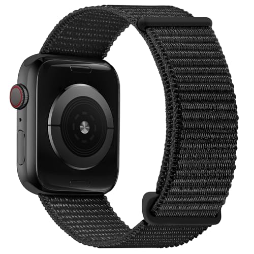 OXWALLEN Sport Loop Nylon Band Compatible with Apple Watch Series 10/9/8/7/6/5/4 SE Ultra 2/1 49mm 46mm 45mm 44mm, Adjustable Comfortable Braided Rugged Strap for iWatch Women Men, Black - Image 1
