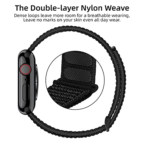OXWALLEN Sport Loop Nylon Band Compatible with Apple Watch Series 10/9/8/7/6/5/4 SE Ultra 2/1 49mm 46mm 45mm 44mm, Adjustable Comfortable Braided Rugged Strap for iWatch Women Men, Black - Image 3
