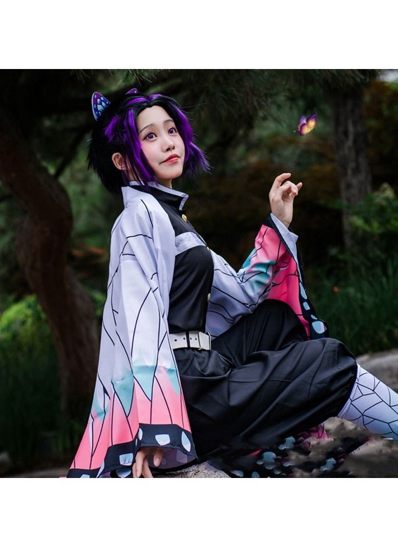 Slayer Cosplay Costume Kochou Shinobu Cloak Cosplay Uniform Outfit Set  - Image 2