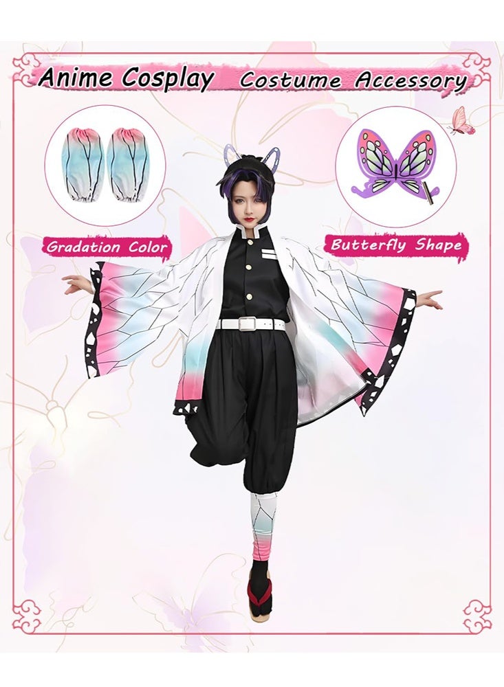 Demon Slayer Costume Kochou Shinobu Cloak Cosplay Halloween Costume Uniform Outfit Set - Image 5