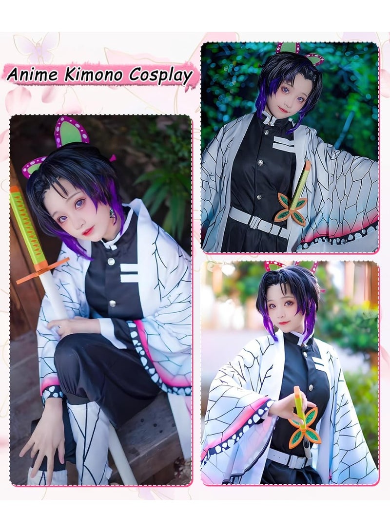 Demon Slayer Costume Kochou Shinobu Cloak Cosplay Halloween Costume Uniform Outfit Set - Image 4