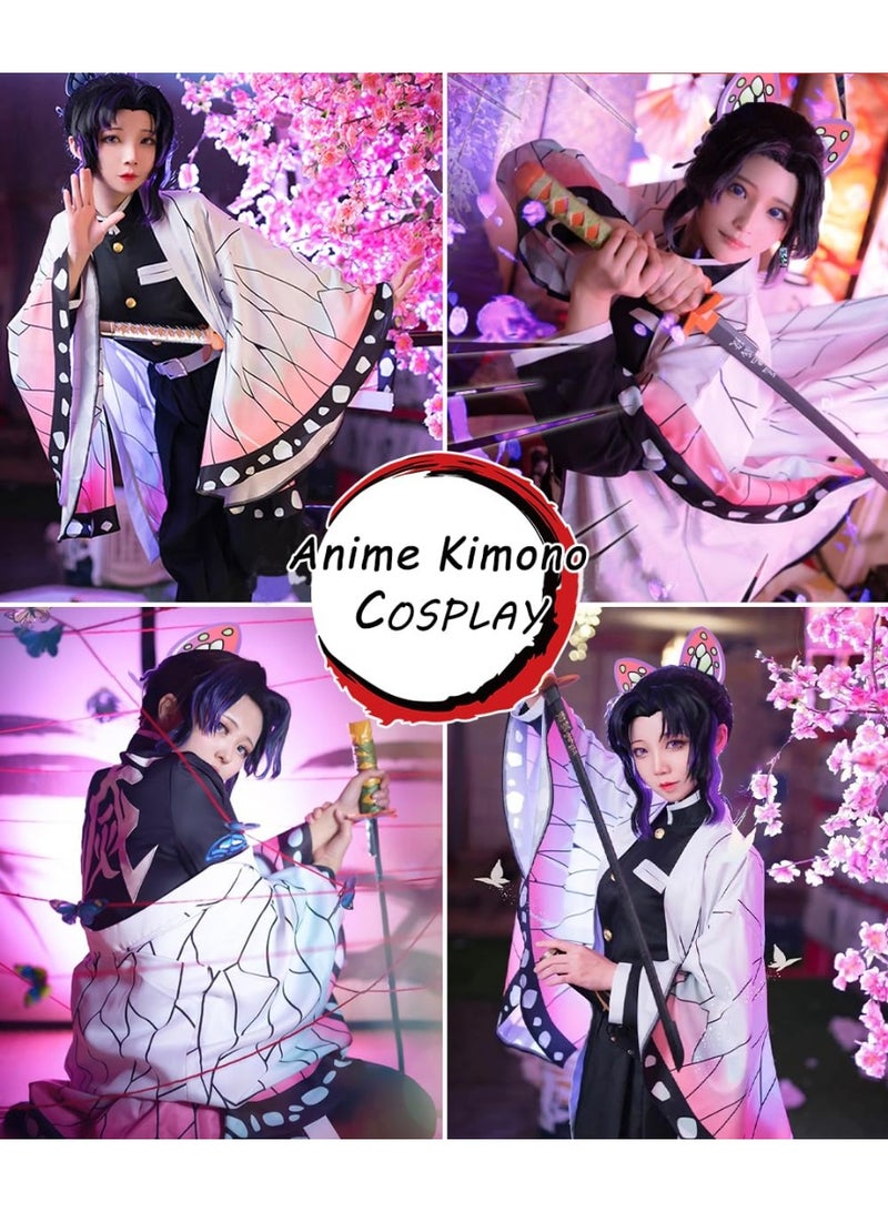 Demon Slayer Costume Kochou Shinobu Cloak Cosplay Halloween Costume Uniform Outfit Set - Image 2