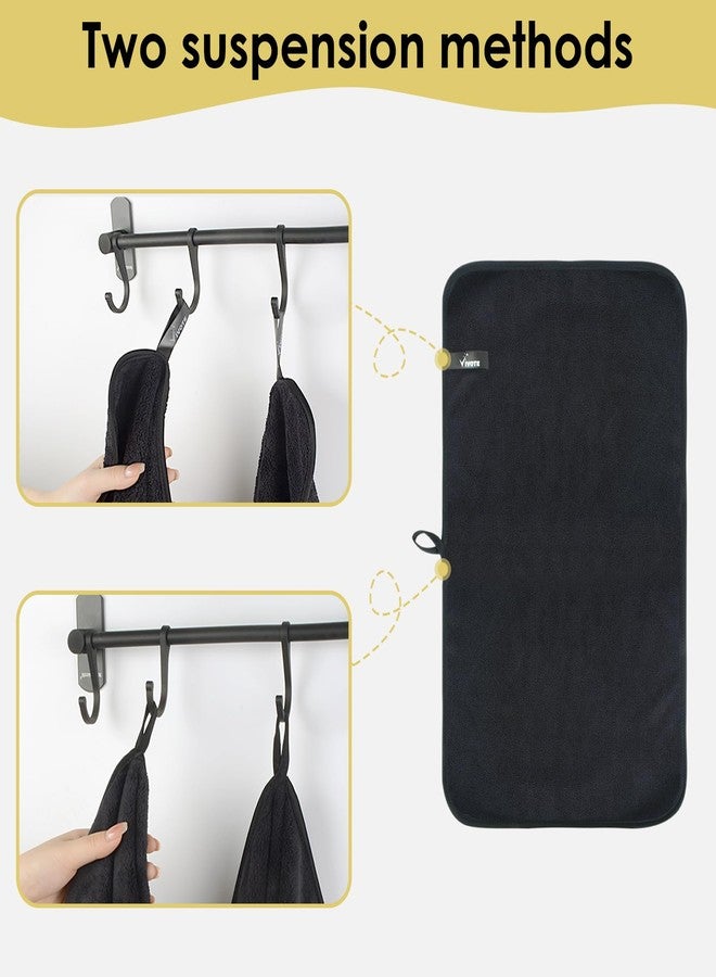 VIVOTE Hand Towel Set, Super Soft Absorbent Microfibre Hand Towels, Black, 2 Pack, 30 x 50cm - Image 4