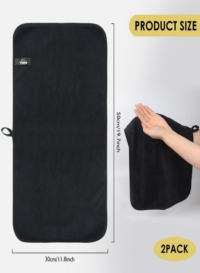 VIVOTE Hand Towel Set, Super Soft Absorbent Microfibre Hand Towels, Black, 2 Pack, 30 x 50cm - Image 2