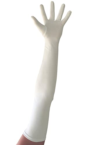 Seeksmile Classic Adult Size 22" Length Spandex Gloves Above Elbow Cosplay Costume Glove (Free Size, White) - Image 3