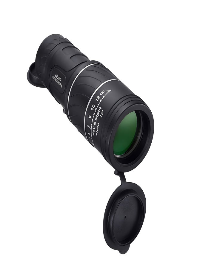 40 X 60 HD Black Monocular Telescope, Bak4 Prism Type Pocket Design Easy to Carry Focus Outdoor Night Vision Green Film Monocular Use for Outdoor Activities - Image 2