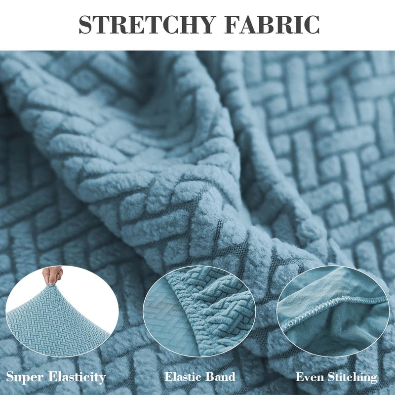 Disayu Sofa Covers Couch Covers for Sofa Pet Friendly Couch Cushion Covers Universal Sofa Covers Washable Stretch Slipcovers for Sectional Sofa (Texture Sea Blue,Large Single Seat Cover) - Image 5