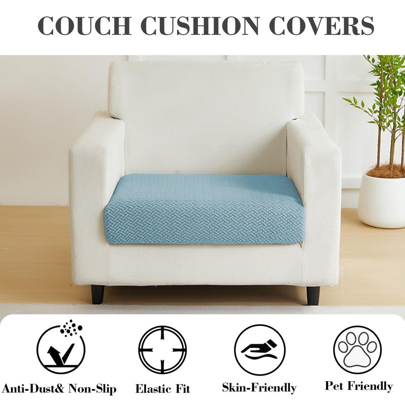 Disayu Sofa Covers Couch Covers for Sofa Pet Friendly Couch Cushion Covers Universal Sofa Covers Washable Stretch Slipcovers for Sectional Sofa (Texture Sea Blue,Large Single Seat Cover) - Image 3