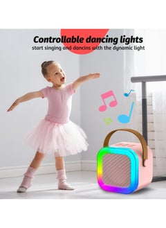 Mr. Penda Mini Karaoke Machine Kids, Two Wireless Microphones, Portable Bluetooth Speaker, Party Lights, Adults and Kids with Wireless Microphones PA Speaker System for Family Party Singing (Pink)  - Image 5