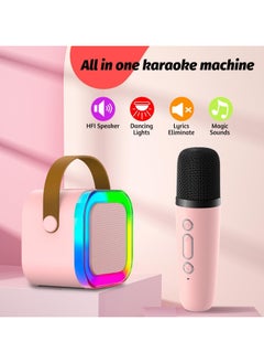 Mr. Penda Mini Karaoke Machine Kids, Two Wireless Microphones, Portable Bluetooth Speaker, Party Lights, Adults and Kids with Wireless Microphones PA Speaker System for Family Party Singing (Pink)  - Image 3