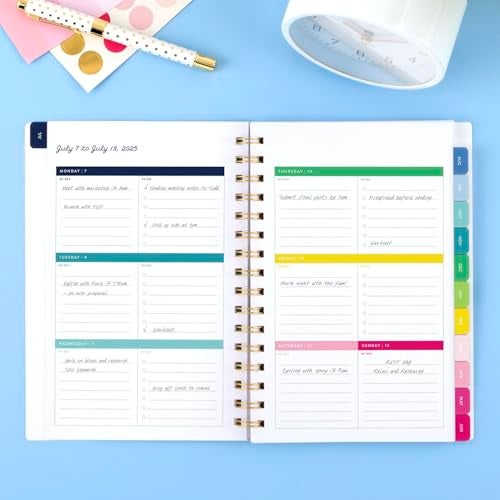AT-A-GLANCE Planner 2025-2026 Academic, Simplified by Emily Ley, Weekly & Monthly, 5-1/2" x 8-1/2", Small, Monthly Tabs, Flexible Cover, Happy Stripe (EL37-200A) - Image 2