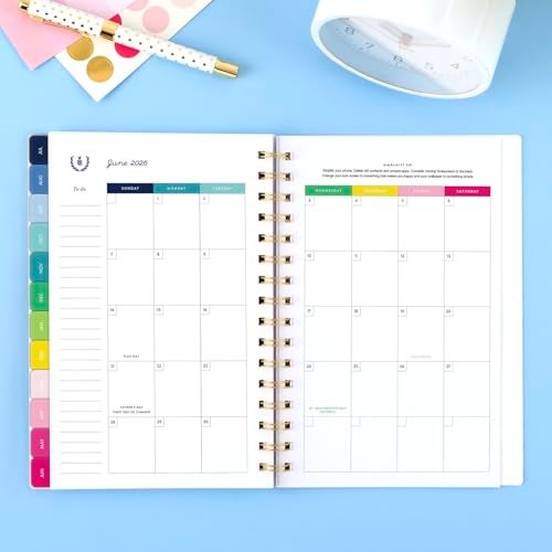 AT-A-GLANCE Planner 2025-2026 Academic, Simplified by Emily Ley, Weekly & Monthly, 5-1/2" x 8-1/2", Small, Monthly Tabs, Flexible Cover, Happy Stripe (EL37-200A) - Image 3