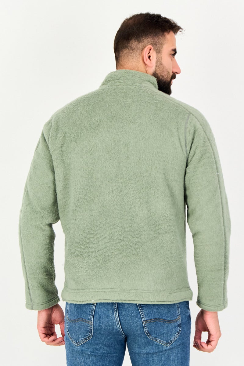 TRUE GRIT جاكيت رجالي من الفرو الصناعي بغطاء ناعم، أخضر مريمي - Image 4