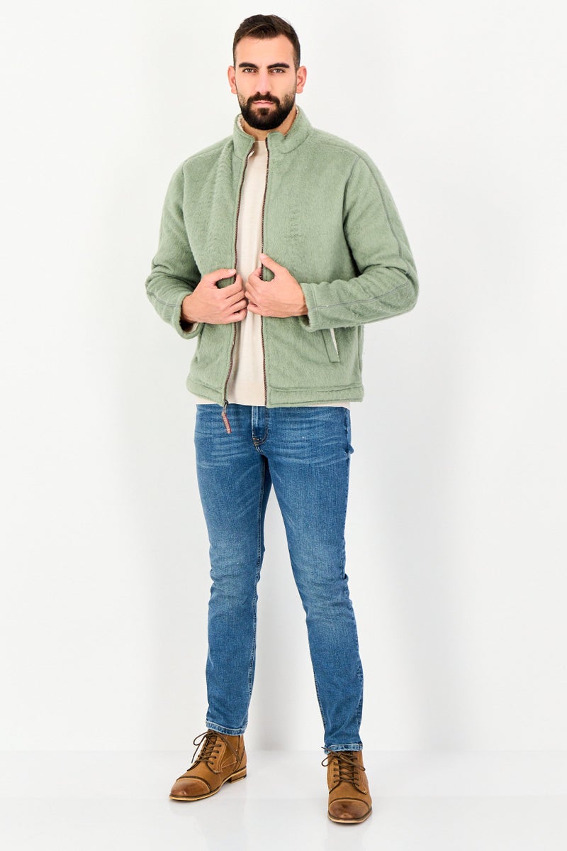 TRUE GRIT جاكيت رجالي من الفرو الصناعي بغطاء ناعم، أخضر مريمي - Image 3