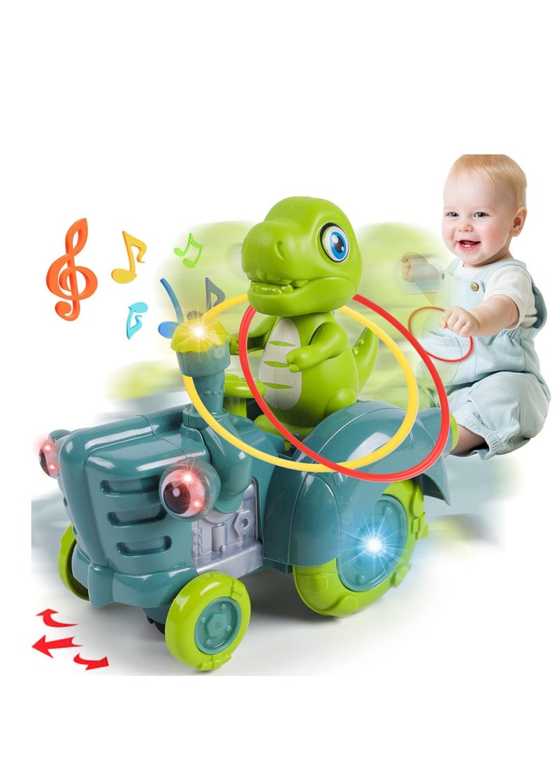 BAYBEE Baybee Wiggling Electric Bump & Go Dinosaur Musical Toys for Kids, Baby Crawling Interactive Toy with 360 Rotation, Music & Rings Bump & Go Early Learning Musical Toys for Kids 2+ Years Multicolor  - Image 1