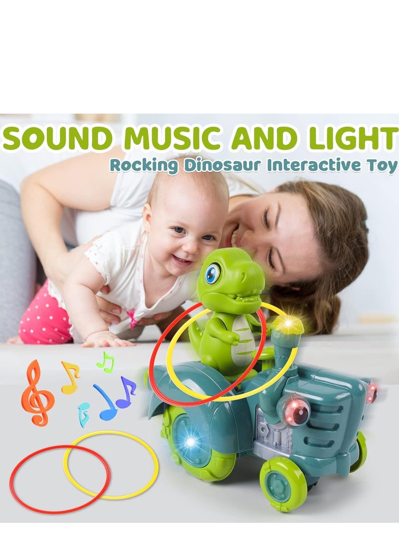 BAYBEE Baybee Wiggling Electric Bump & Go Dinosaur Musical Toys for Kids, Baby Crawling Interactive Toy with 360 Rotation, Music & Rings Bump & Go Early Learning Musical Toys for Kids 2+ Years Multicolor  - Image 4